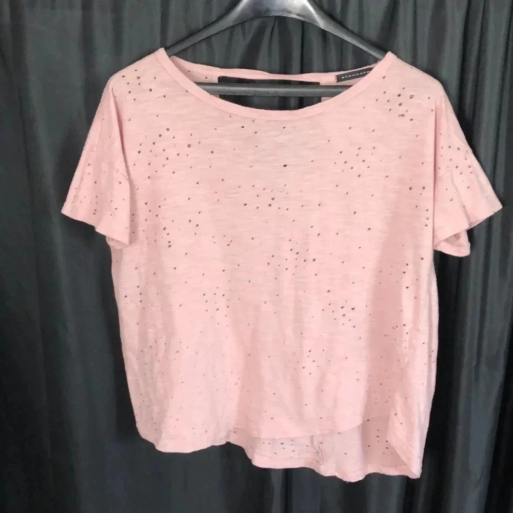 Pink Staccato Holey Tee S